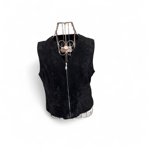 Vintage Saguaro West Trading Co Black Suede Leather Zip Vest – Made in Korea L - Picture 2 of 5